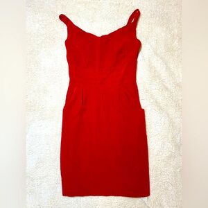 Sexy Vintage Red Velvet Dress With Pockets Woman’s Size 6